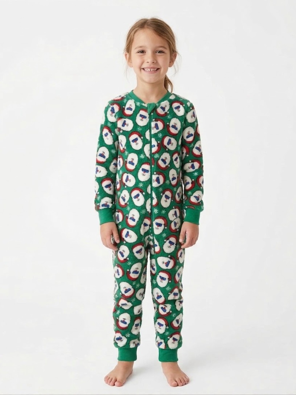 Children’s Place Santa Christmas Holiday Festive Footless Onsie Pajamas Sz 7 8